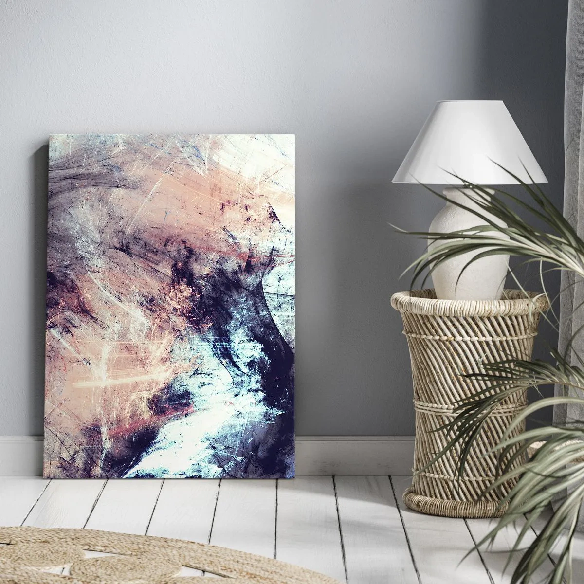 Quadro su tela - Stampe su Tela - Composizione astratta in toni pastello e scuri - 50x70cm - Senti il vento - Decorazione murale moderna per soggiorno e camera da letto ARTTOR