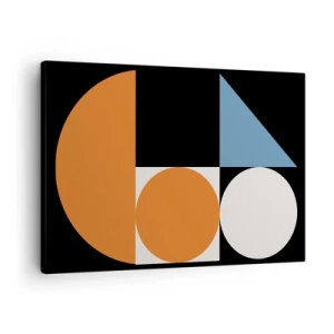 Quadro su tela - Stampe su Tela - Motivo geometrico con forme colorate su sfondo nero - 70x50cm - Composizione di figure - Decorazione murale moderna per soggiorno e camera da letto ARTTOR