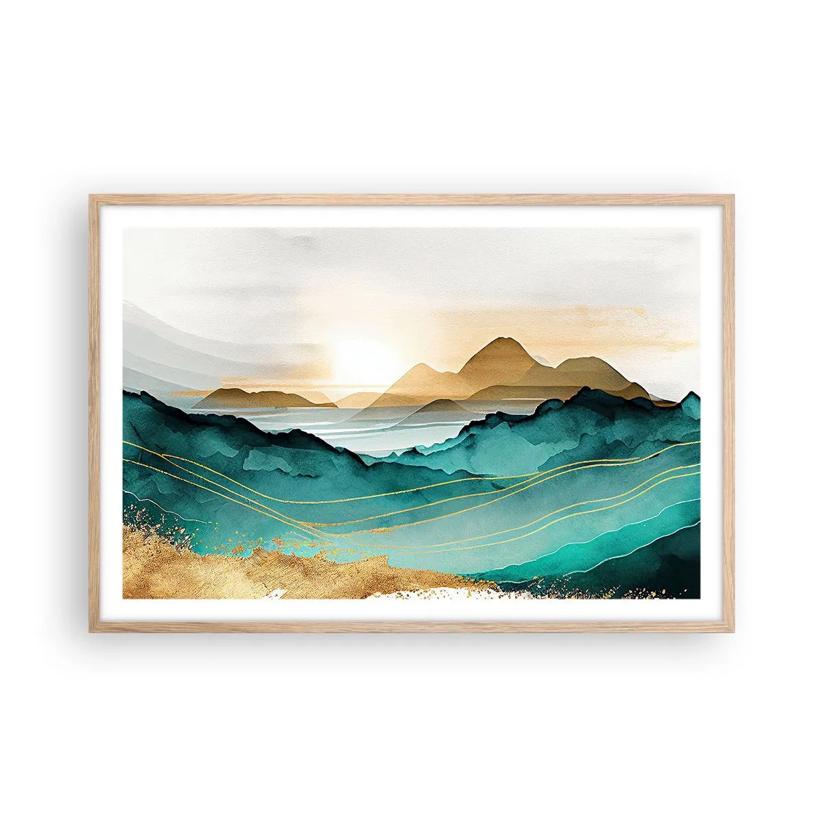 Poster in cornice rovere chiaro - Paesaggio ai confini dell'astrazione - 91x61 cm