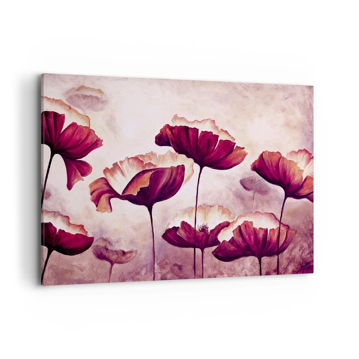 Quadro su tela - Stampe su Tela - Fiori nei toni del rosso e del bianco su uno sfondo delicato - 100x70cm - Petalo rosso e bianco - Decorazione murale moderna per soggiorno e camera da letto ARTTOR