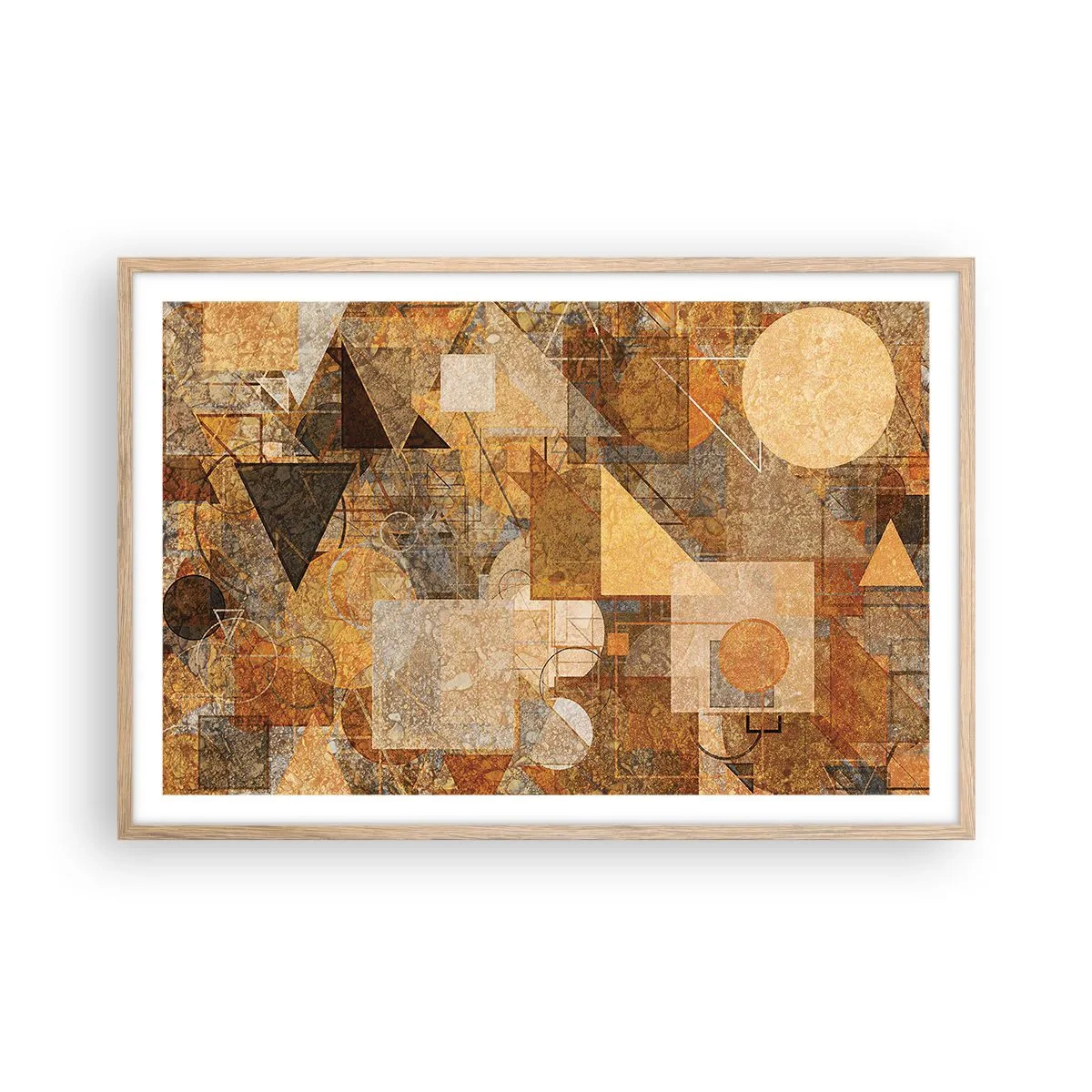 Poster in cornice rovere chiaro - Studio cubista in marrone - 91x61 cm