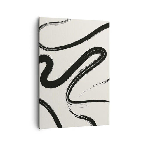 Quadro su tela - Stampe su Tela - Linee curve in bianco e nero su uno sfondo chiaro - 50x70cm - Capriccio bianco e nero - Decorazione murale moderna per soggiorno e camera da letto ARTTOR