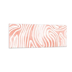 Quadro su vetro - Motivo astratto nei toni del rosa e del bianco - 140x50cm - Nel labirinto di corallo - Decorazione murale moderna per soggiorno e camera da letto ARTTOR