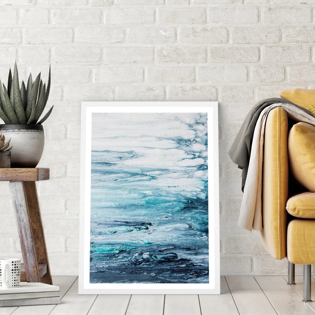 Poster in cornice bianca - Ghiaccio blu - 70x100 cm