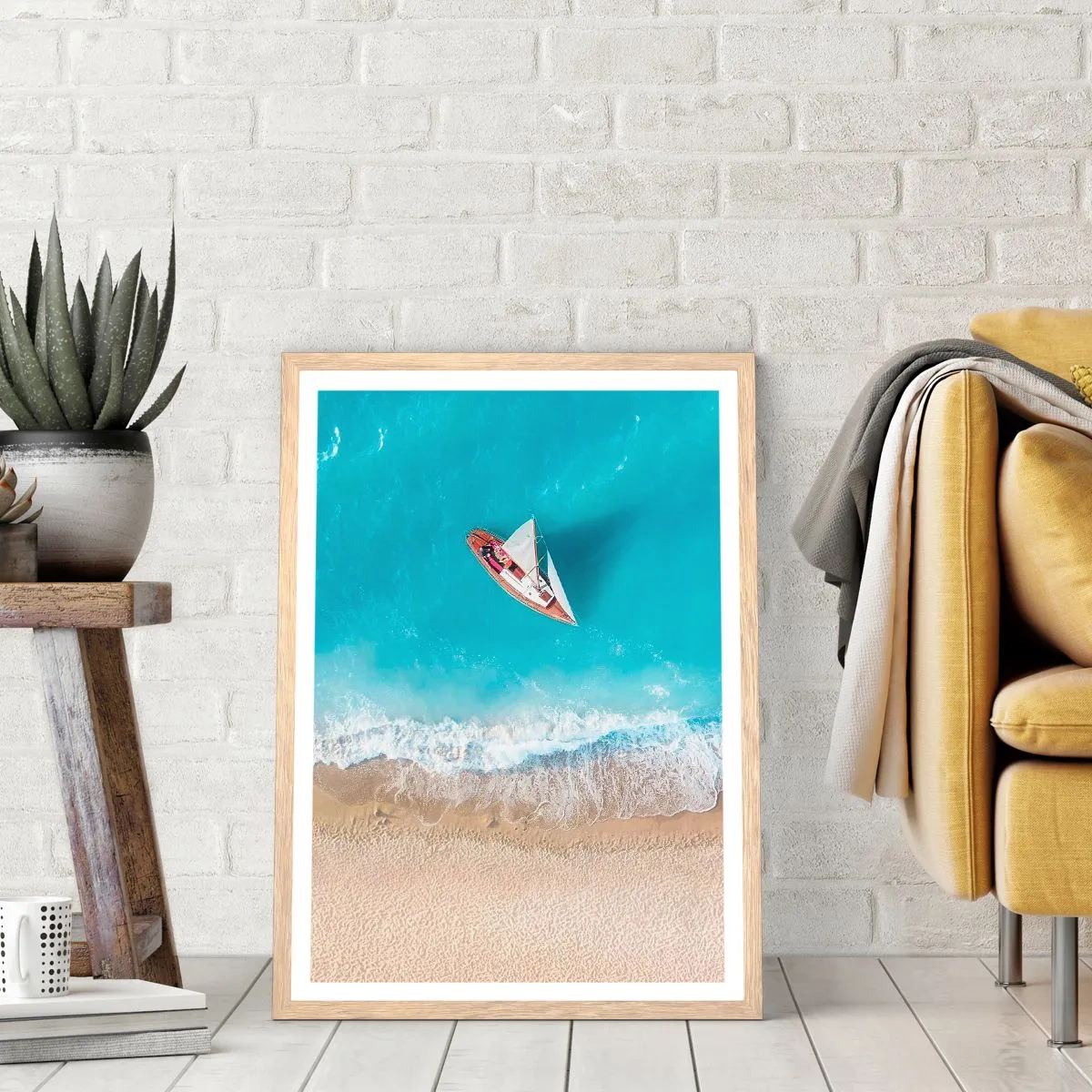 Poster in cornice rovere chiaro - Al confine del blu e dell'oro - 30x40 cm