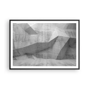 Poster in cornice nera - Forme geometriche in cemento grigio - 100x70cm - Una vera sfida - Decorazione murale moderna per soggiorno e camera da letto ARTTOR