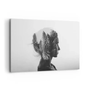 Quadro su tela - Stampe su Tela - Un ritratto sottile con elementi della natura - 120x80cm - La signora della pineta - Decorazione murale moderna per soggiorno e camera da letto ARTTOR