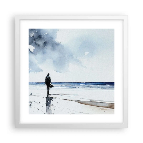 Poster in cornice bianca - Dialogo con il mare - 40x40 cm