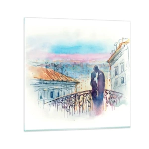 Quadro su vetro - Amanti parigini - 70x70 cm