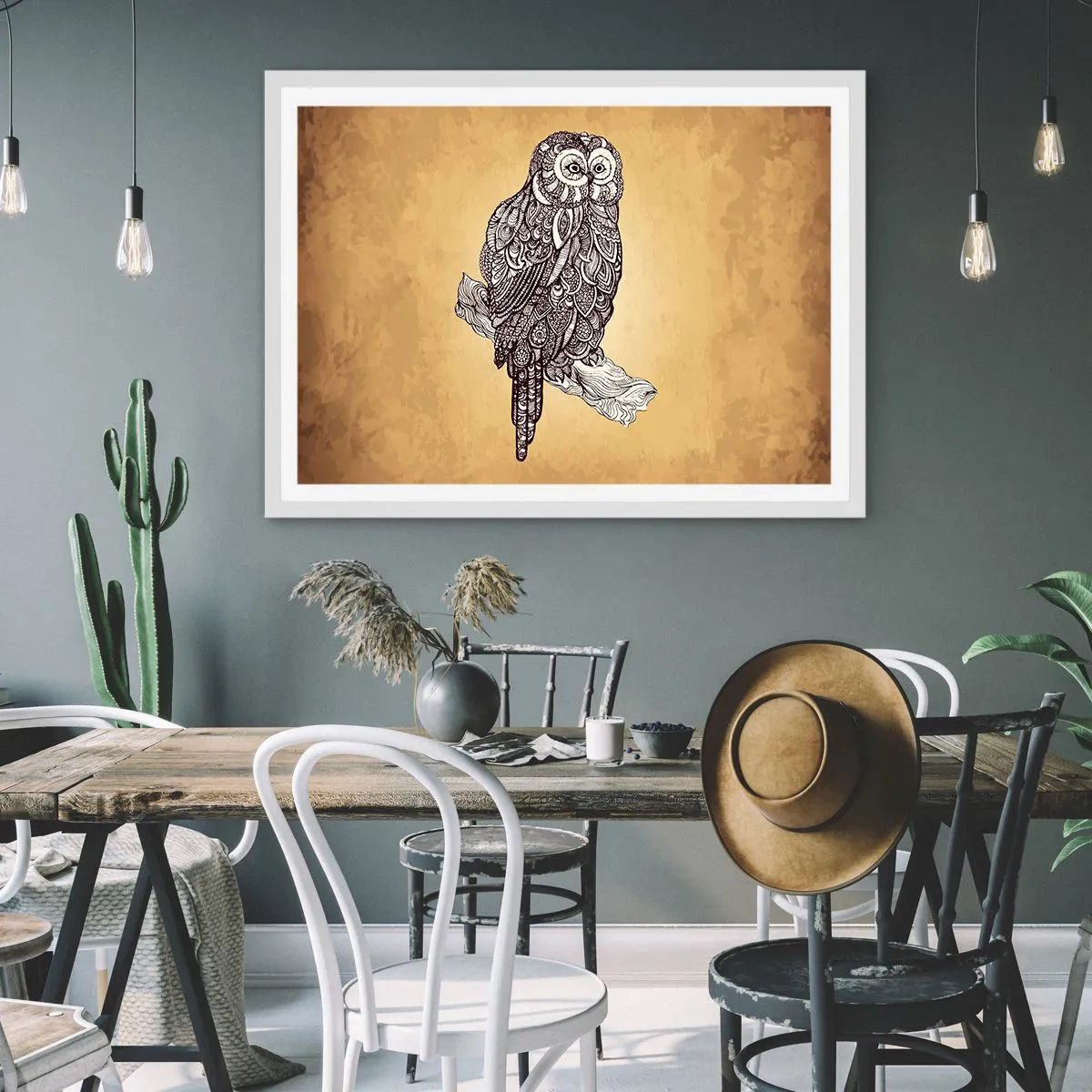 Poster in cornice bianca - Delicati ghirigori di saggezza - 100x70 cm