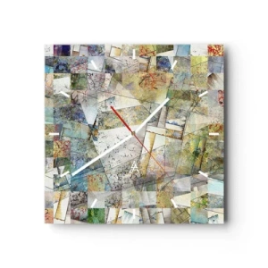 Orologio da parete - Orologio in Vetro - Rimpasto geometrico - 40x40 cm