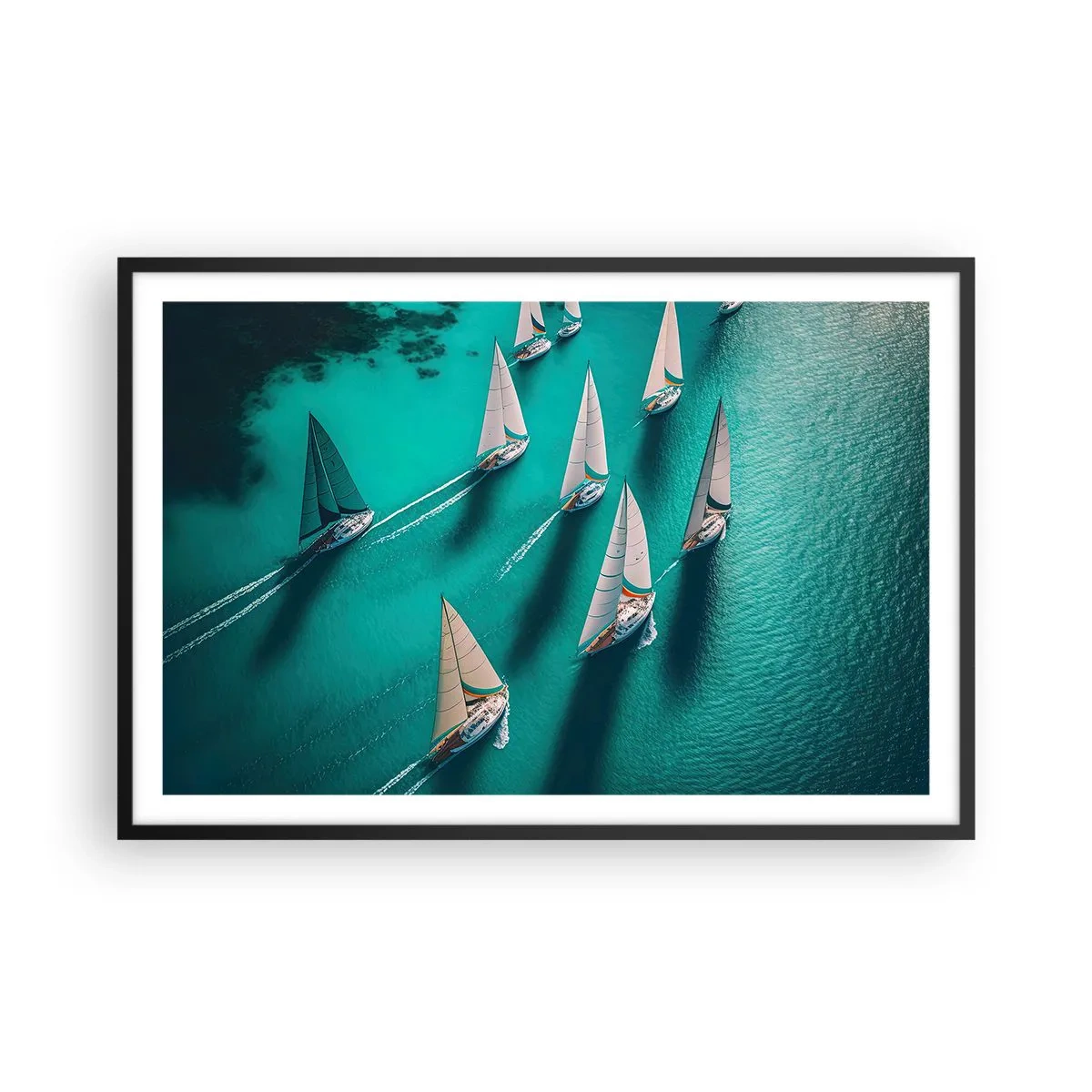 Poster in cornice nera - In gara con il vento - 91x61 cm