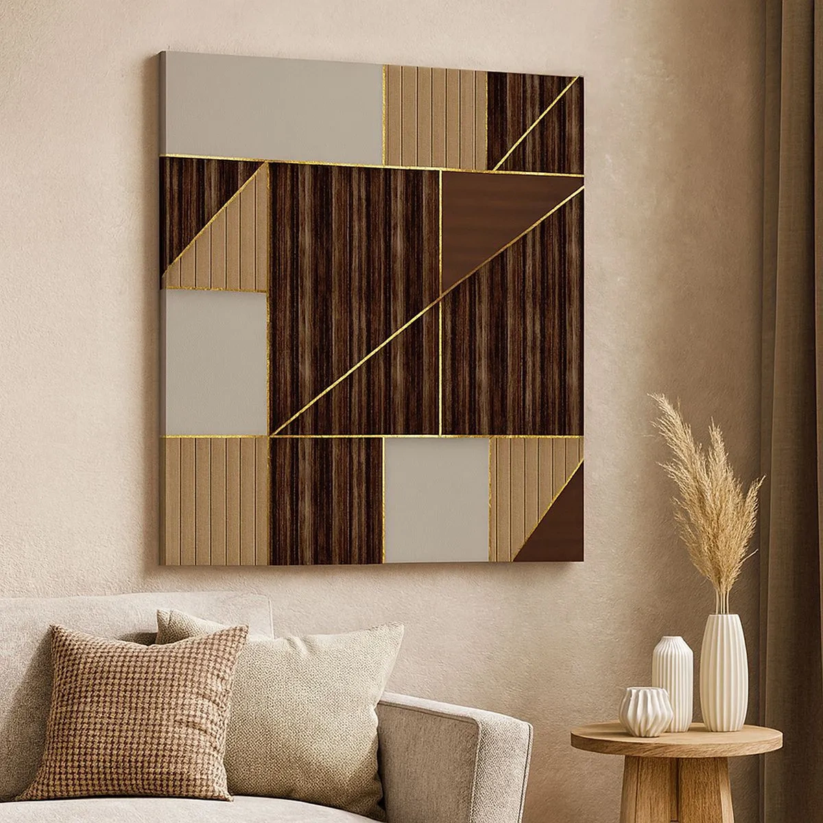 Quadro su tela - Stampe su Tela - Mosaico di marrone e oro - 30x30 cm