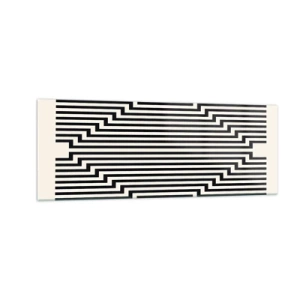 Quadro su vetro - Linee bianche e nere che creano un effetto di illusione geometrica - 140x50cm - Illusione geometrica - Decorazione murale moderna per soggiorno e camera da letto ARTTOR