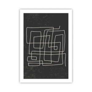 Poster - Astrazione geometrica su sfondo nero - 50x70cm - Non è così semplice - Decorazione murale moderna per soggiorno e camera da letto ARTTOR