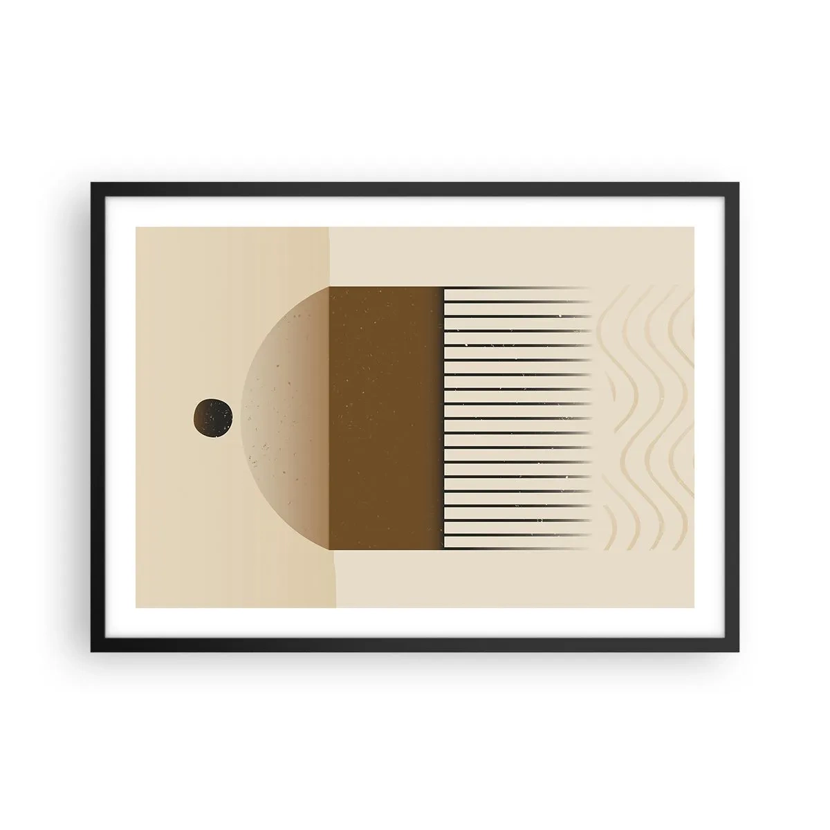 Poster in cornice nera - Composizione geometrica astratta nei toni del beige e del marrone - 70x50cm - Diversi stati - Decorazione murale moderna per soggiorno e camera da letto ARTTOR