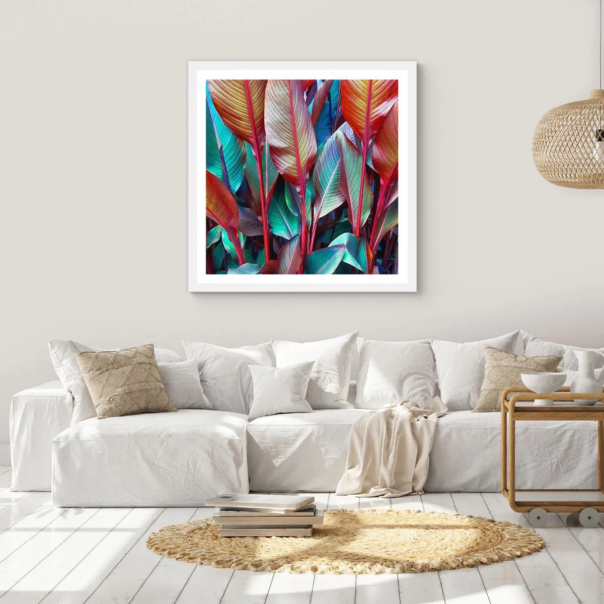 Poster in cornice bianca - Selva colorata - 40x40 cm