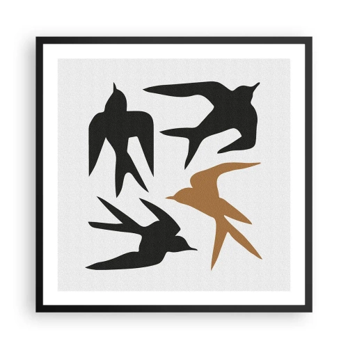Poster in cornice nera - Giochi di rondini - 60x60 cm