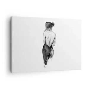 Quadro su tela - Stampe su Tela - La figura di una donna catturata in un delicato acquerello - 70x50cm - Accanto a lei il mondo scompare - Decorazione murale moderna per soggiorno e camera da letto ARTTOR