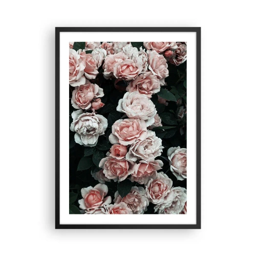 Poster in cornice nera - Un bouquet di rose in delicate tonalità di rosa su uno sfondo scuro - 50x70cm - Composizione di rose - Decorazione murale moderna per soggiorno e camera da letto ARTTOR