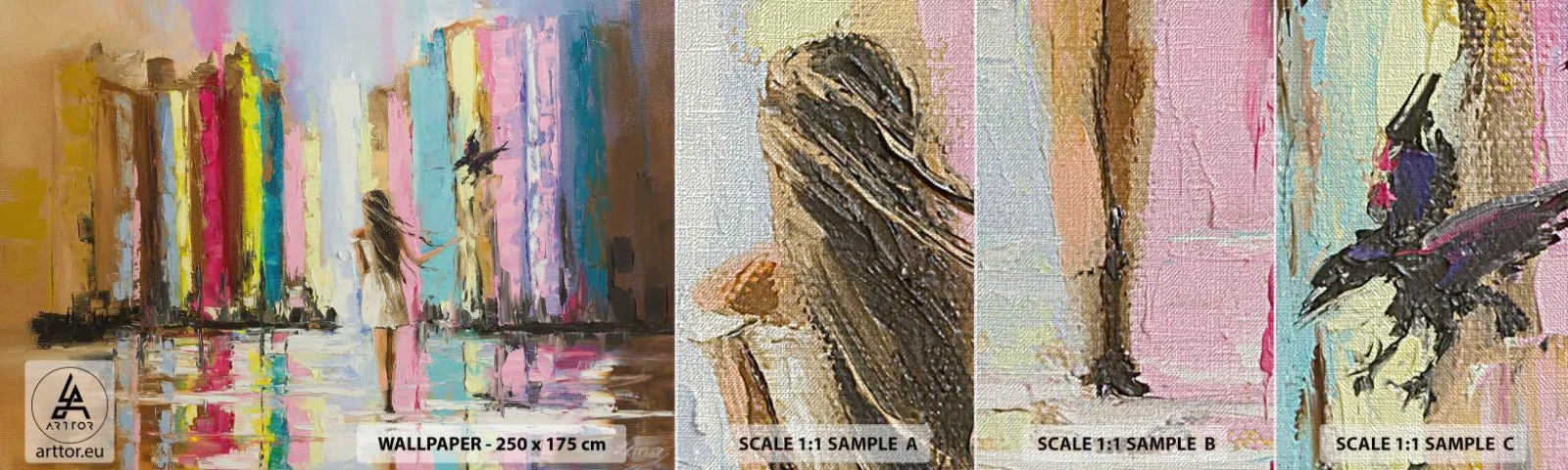 Campione di Fotomurale Premium Canvas - Seguimi - Astrazione, Ragazza, Donna - 100x30 cm