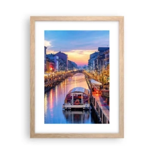 Poster in cornice rovere chiaro - Sera di luce e di divertimento - 30x40 cm