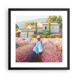 Poster in cornice nera - La ragazza nella lavanda - 40x40 cm
