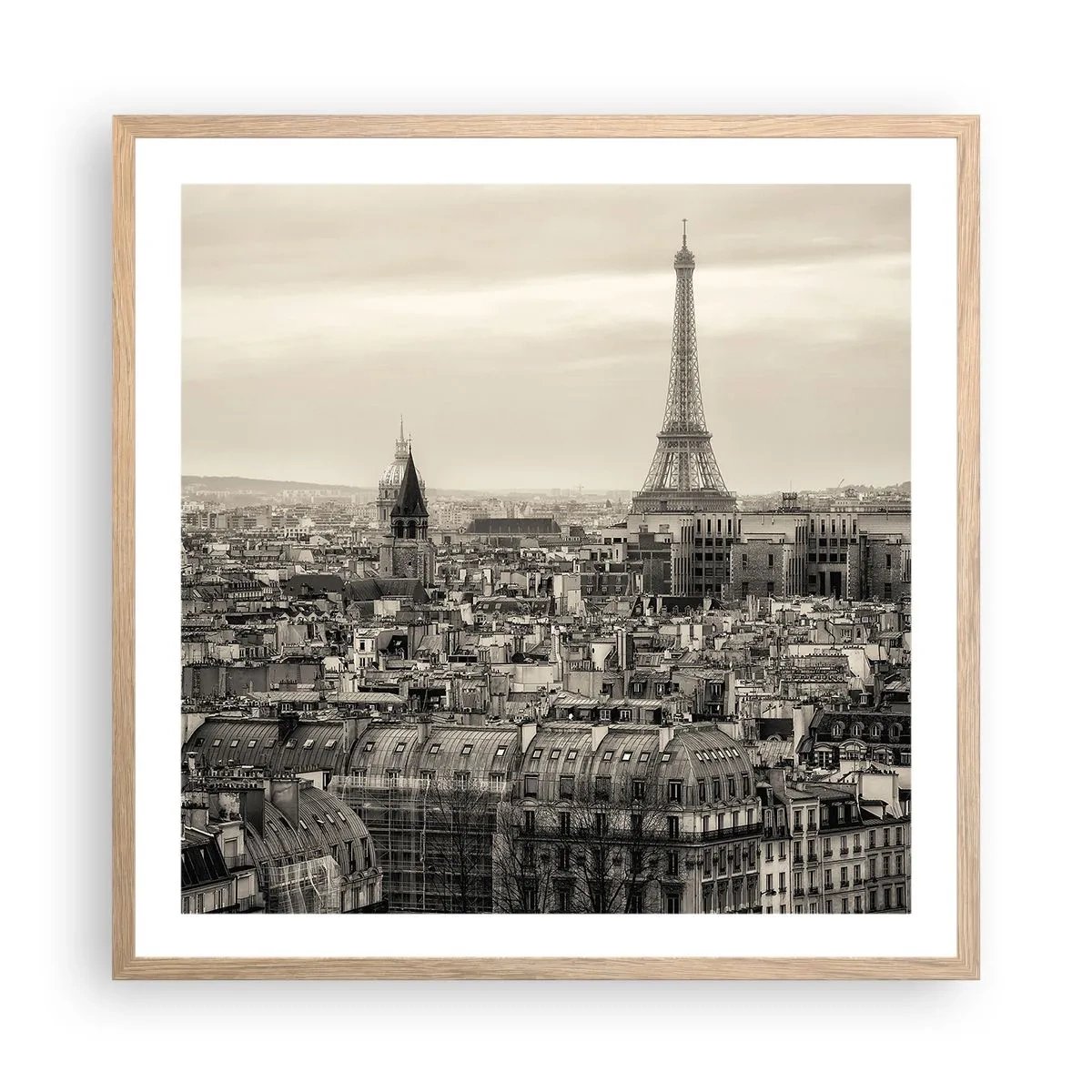 Poster in cornice rovere chiaro - Sui tetti di Parigi - 60x60 cm