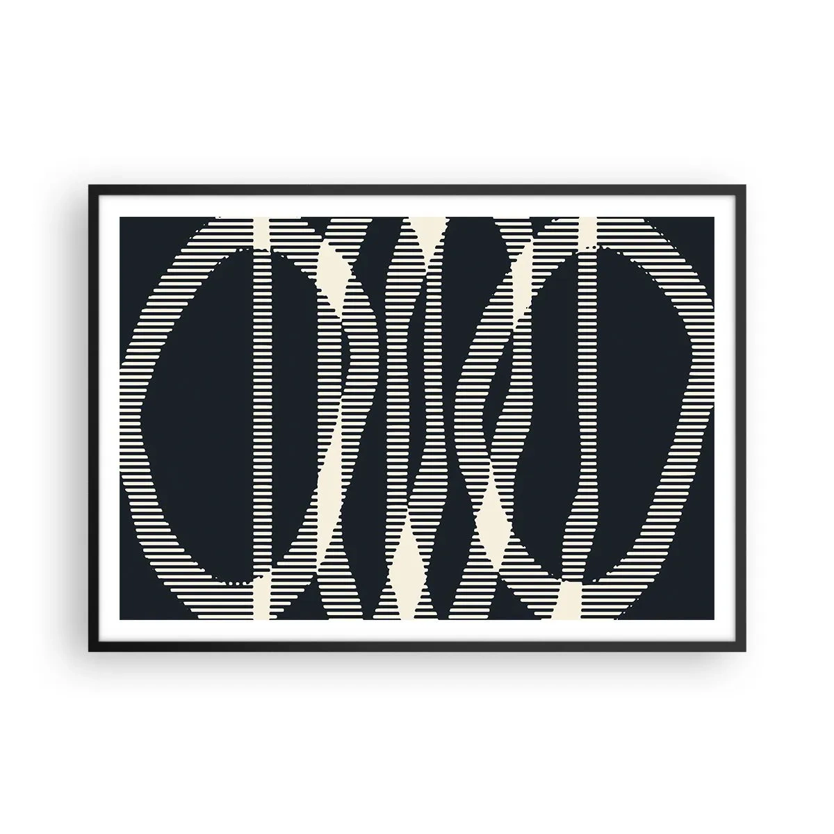 Poster in cornice nera - Linee geometriche in tonalità chiare su sfondo scuro - 100x70cm - Tentativo di rompere l'oscurità - Decorazione murale moderna per soggiorno e camera da letto ARTTOR
