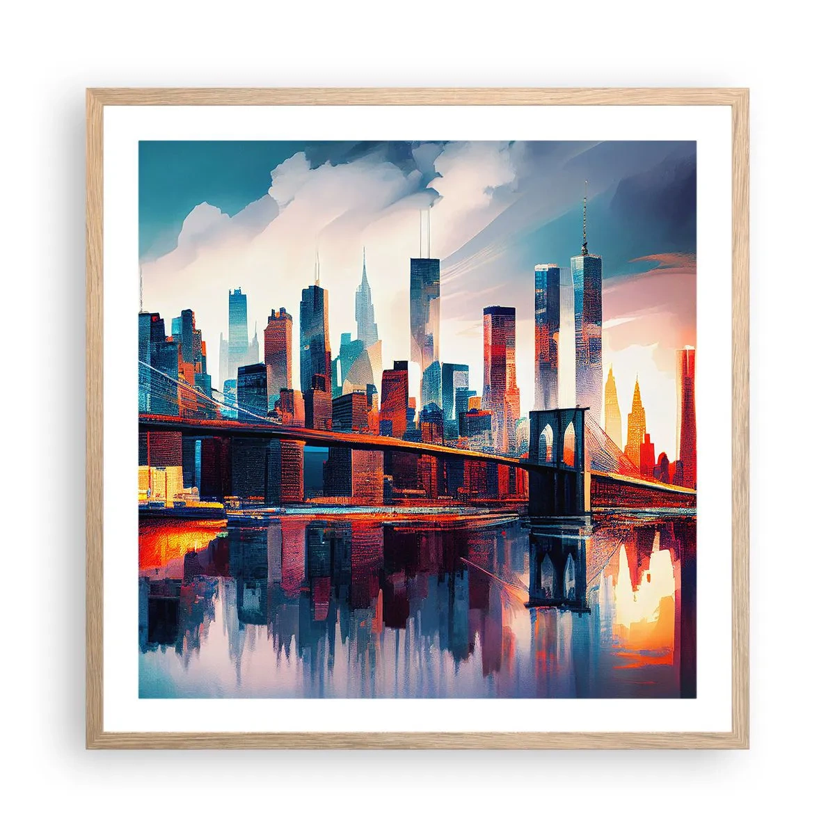 Poster in cornice rovere chiaro - Una New York spettacolare - 60x60 cm
