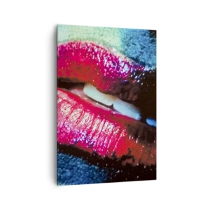 Quadro su tela - Stampe su Tela - Primo piano di labbra colorate e lucide su uno sfondo artistico - 70x100cm - Sensuali e inquietanti - Decorazione murale moderna per soggiorno e camera da letto ARTTOR