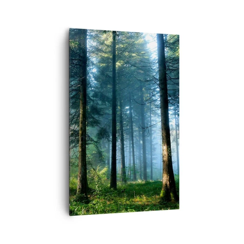 Quadro su tela - Stampe su Tela - Un sentiero nel bosco illuminato dai raggi del sole mattutino - 80x120cm - Raggiante all'alba - Decorazione murale moderna per soggiorno e camera da letto ARTTOR