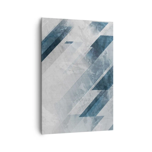 Quadro su tela - Stampe su Tela - Linee astratte in tonalità di grigio e blu - 70x100cm - Composizione spaziale: movimento in grigio - Decorazione murale moderna per soggiorno e camera da letto ARTTOR