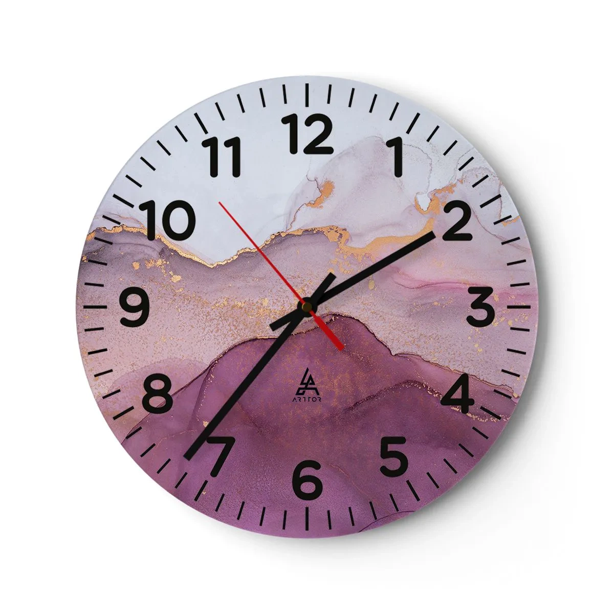 Orologio da parete - Orologio in Vetro - Onde di lilla e viola - 40x40 cm