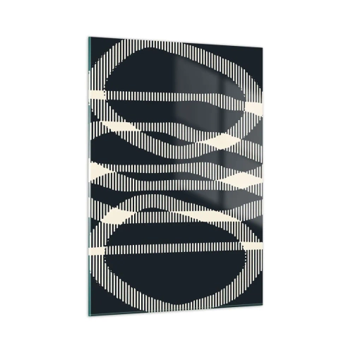 Quadro su vetro - Linee geometriche nei toni del nero e del beige - 50x70cm - Tentativo di rompere l'oscurità - Decorazione murale moderna per soggiorno e camera da letto ARTTOR