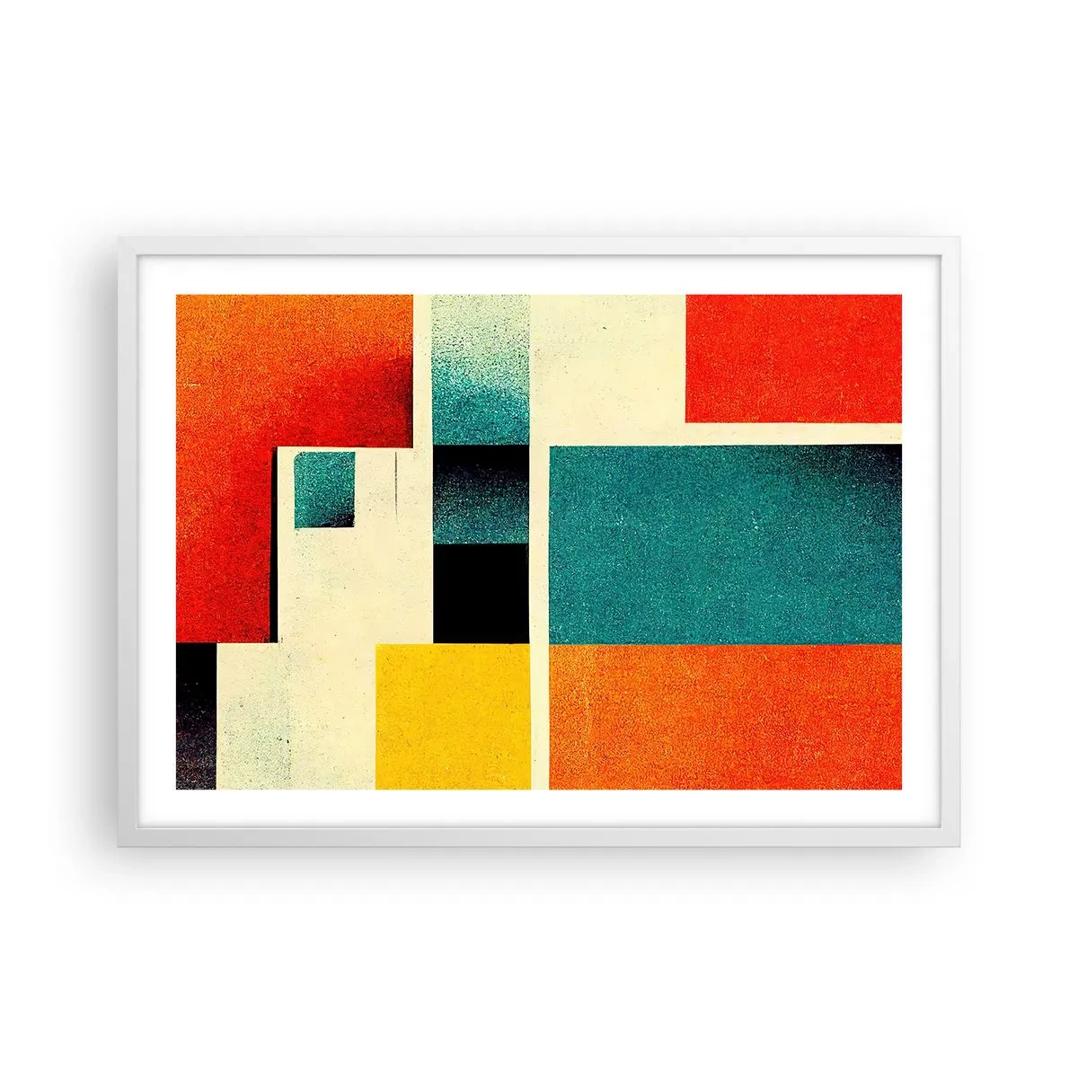 Poster in cornice bianca - Astrazione geometrica: energia buona - 70x50 cm