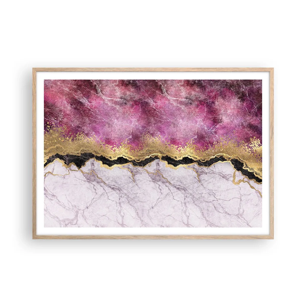 Poster in cornice rovere chiaro - Sul confine - 100x70 cm