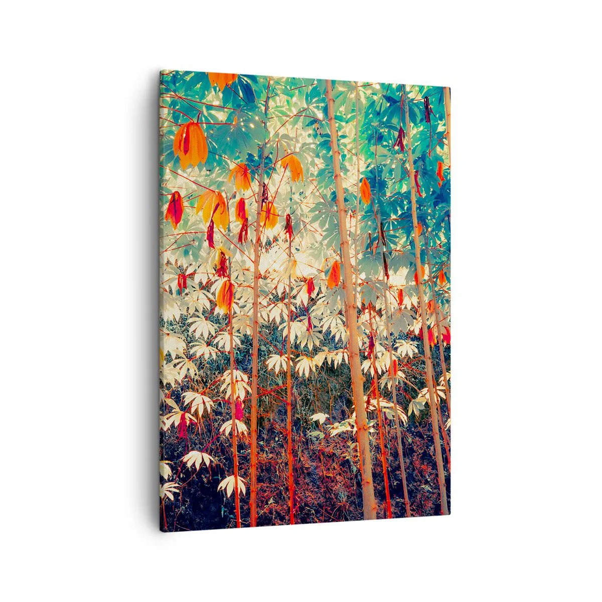 Quadro su tela - Stampe su Tela - Una foresta di bambù colorata dai colori intensi - 50x70cm - La vita segreta delle foglie - Decorazione murale moderna per soggiorno e camera da letto ARTTOR