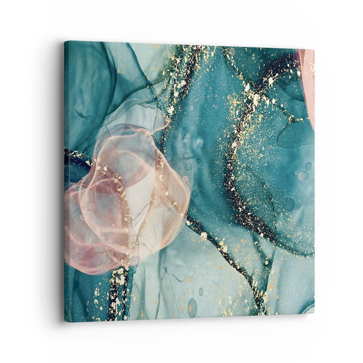 Quadro su tela - Stampe su Tela - Blu di seta, rosa di tulle - 30x30 cm