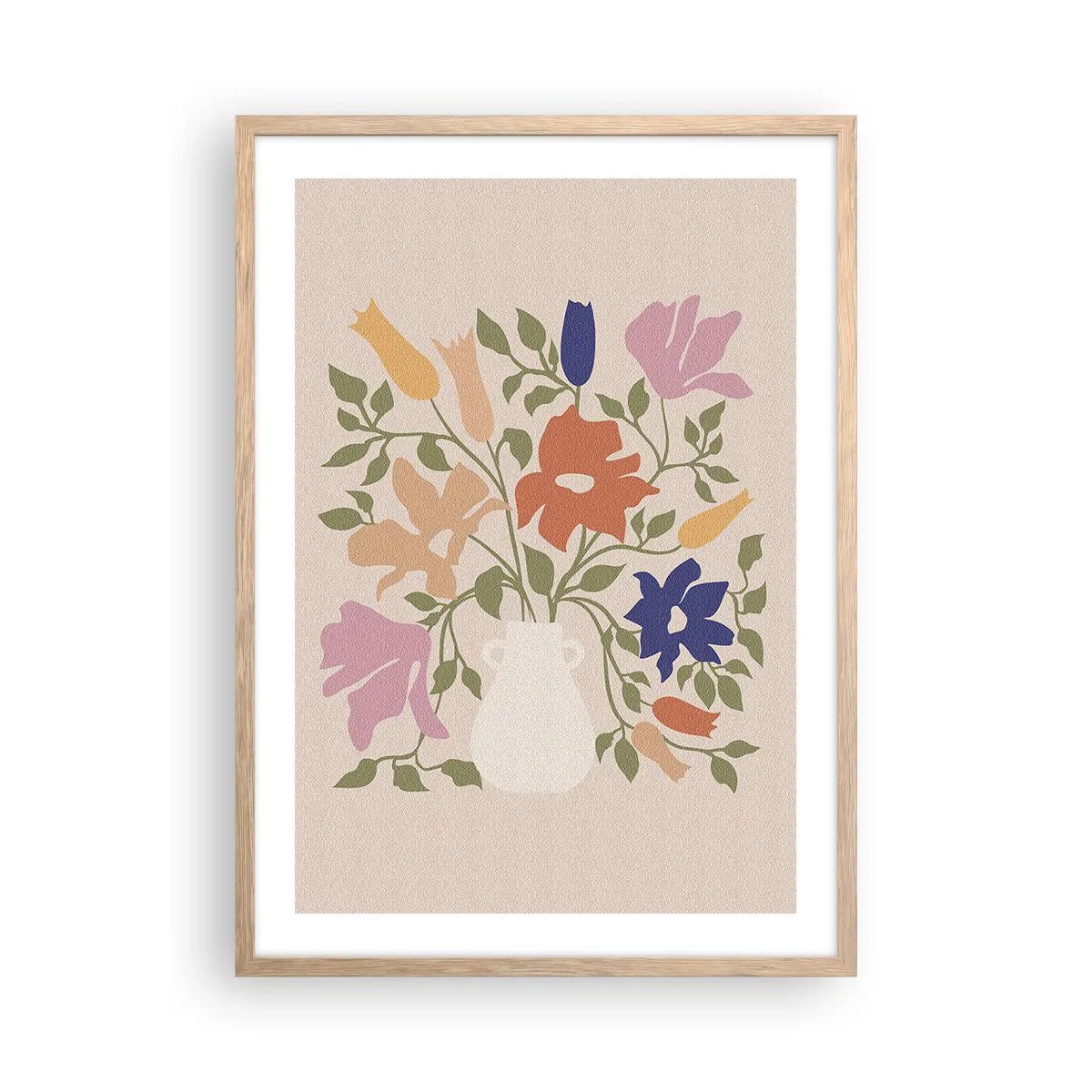 Poster in cornice rovere chiaro - Bouquet delicato - 50x70 cm