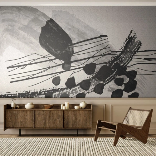 Fotomurali Standard Eco - Astrazione organica in bianco e nero - Astrazione, Moderno, Pezzo - 500x350 cm