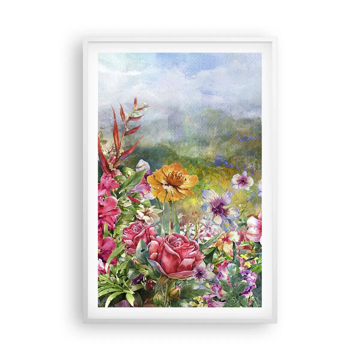 Poster in cornice bianca - Il giardino impazzito - 61x91 cm