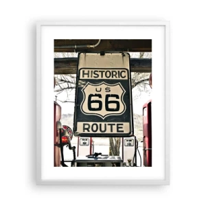 Poster in cornice bianca - Viaggio retro americano - 40x50 cm