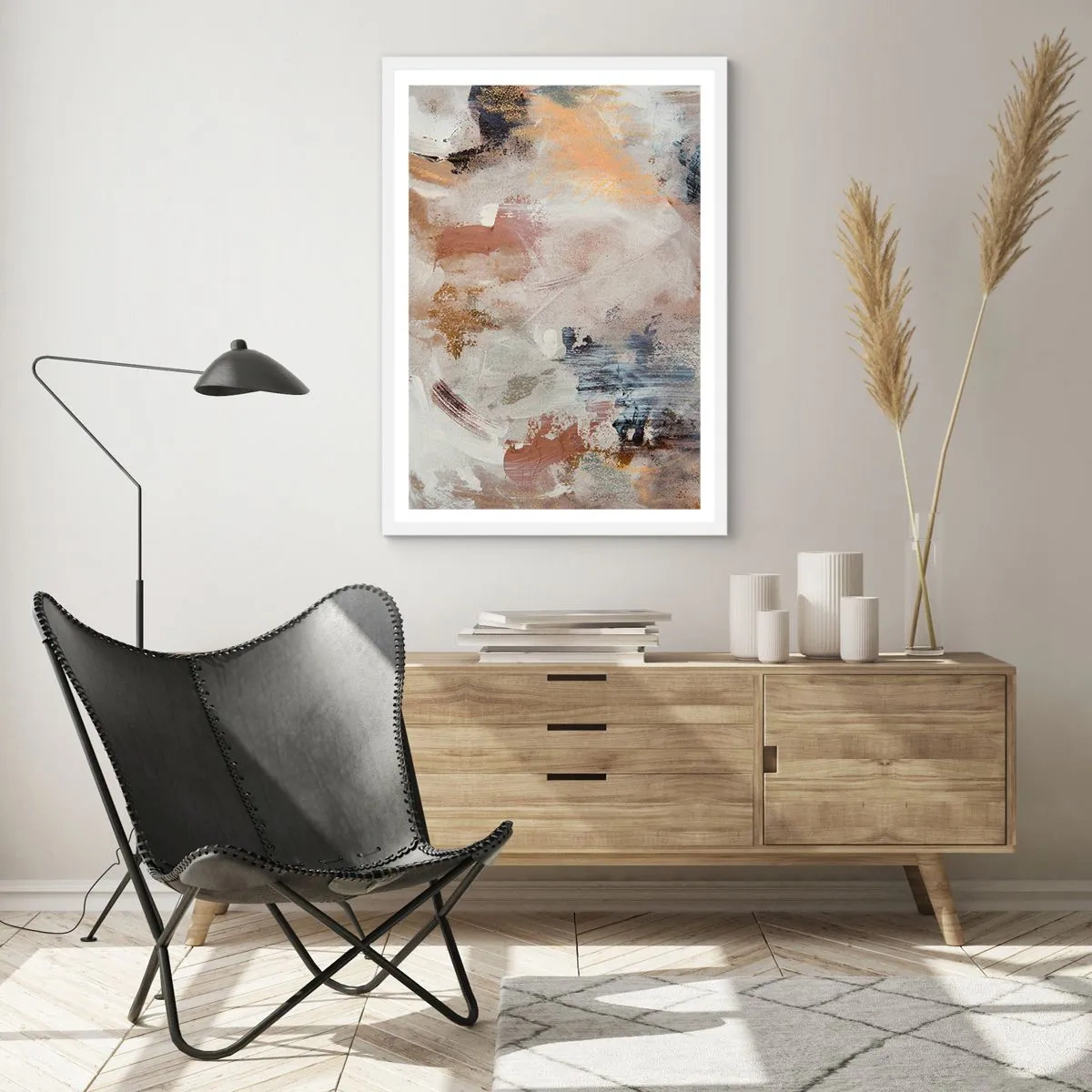 Poster in cornice bianca - Astrazione annebbiata - 50x70 cm