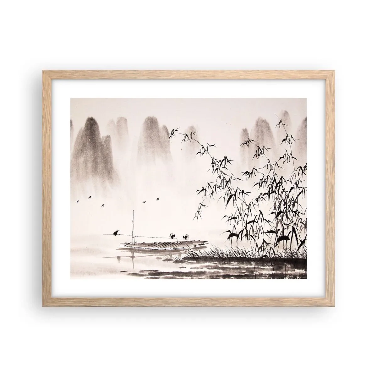 Poster in cornice rovere chiaro - Il silenzio dei campi di riso - 50x40 cm