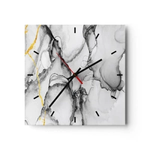 Orologio da parete - Orologio in Vetro - Motivi astratti in bianco e nero con accenti dorati - 30x30cm - Composizione con motivo d'oro - Decorazione murale moderna per soggiorno e camera da letto ARTTOR