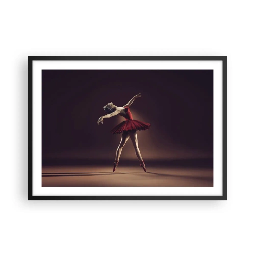 Poster in cornice nera - Una ballerina in abito rosso sullo sfondo di un palco - 70x50cm - Prima ballerina - Decorazione murale moderna per soggiorno e camera da letto ARTTOR