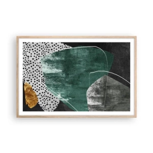 Poster in cornice rovere chiaro - Astrazione colorata con petalo d'oro - 91x61 cm
