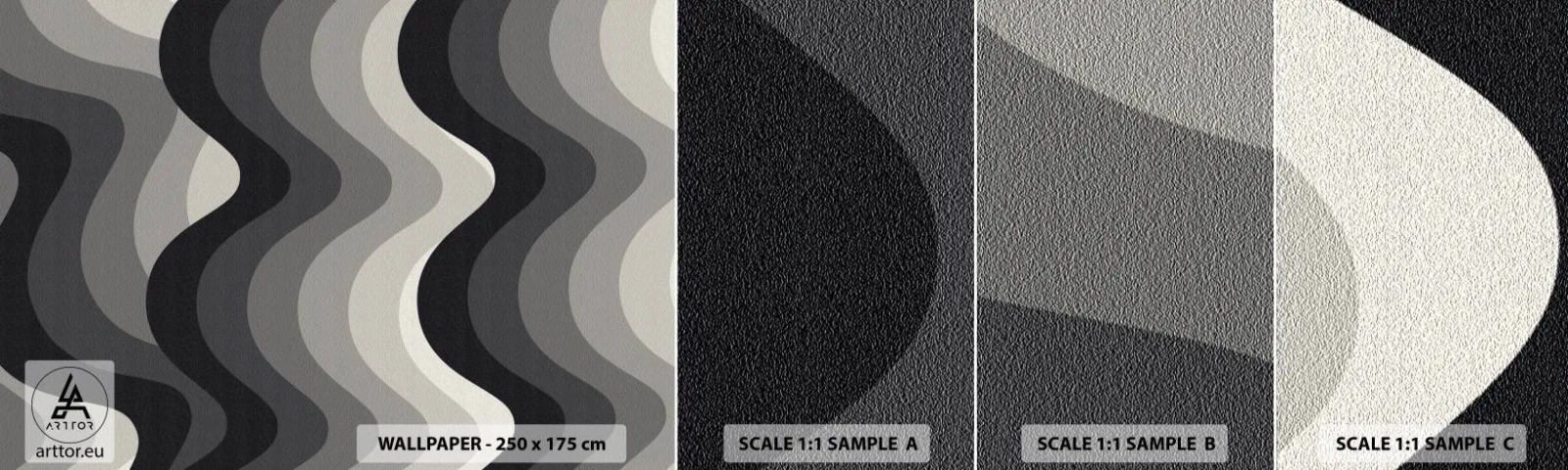 Campione di Fotomurale Adesivo Deluxe Sticker - Un'onda dopo l'altra - Linee, Onde, Astrazione - 100x30 cm