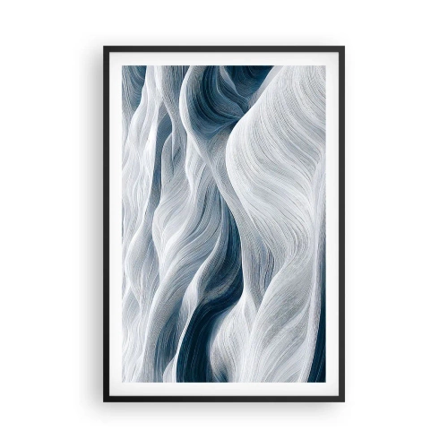 Poster in cornice nera - Onde bianche e blu - 61x91 cm